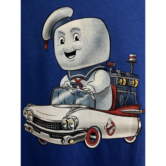 Teefury Ghostbusters Stay Puft Echo 1 Blue Graphic Juniors T-Shirt 3XL Stretch - Picture 3 of 4